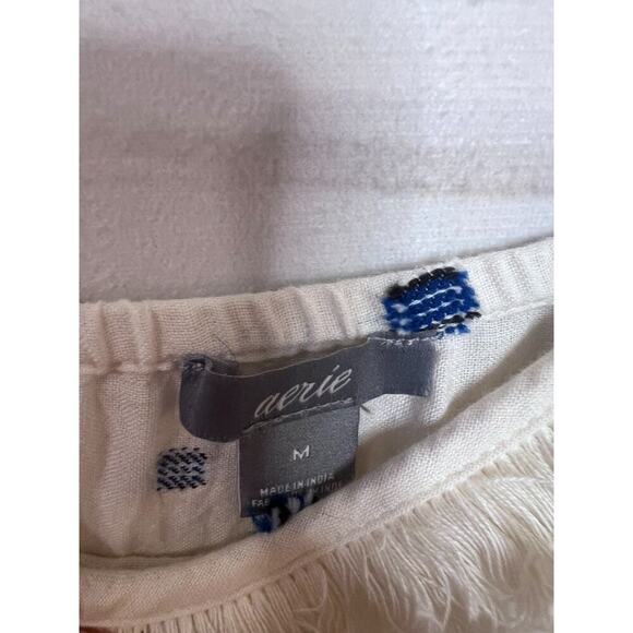 aerie romper ivory blue with tassels size med comfy cozy easy - Picture 5 of 8